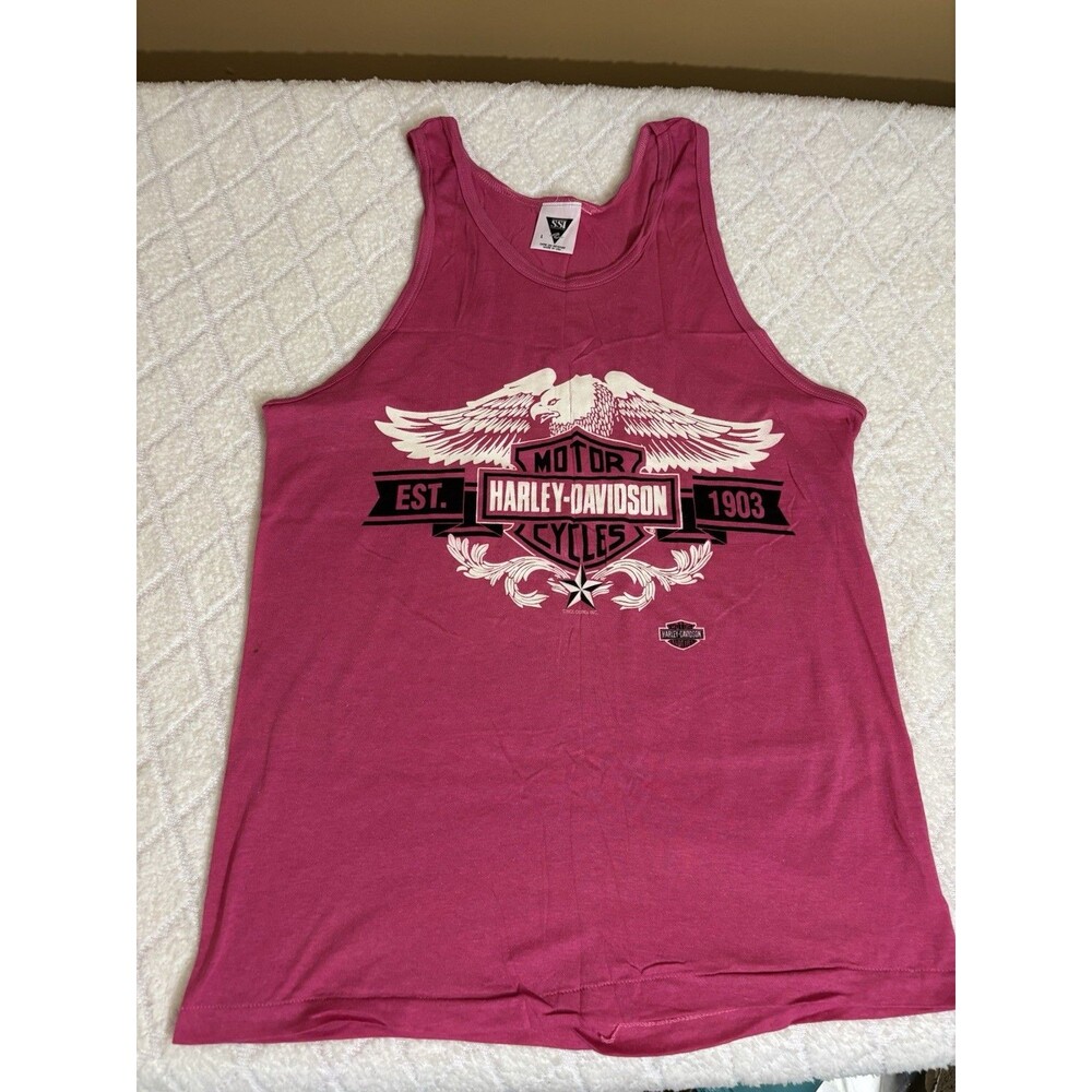 Vtg 90s SSI Harley Davidson USA Made Pink Tank Top Men’s Size L